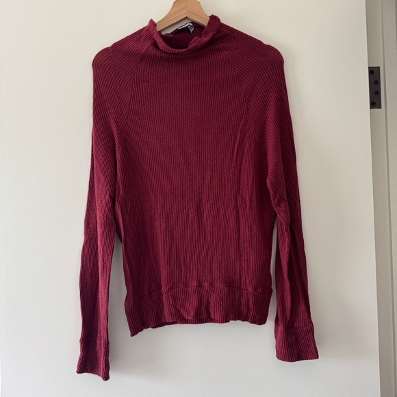 Reformation Burgundy Mock Neck Ribbed Top - Picture 1 of 4